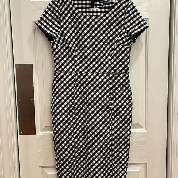 Brooks Brothers Black & White Gingham Check Short Sleeve Lined Dress Women's 4 - Picture 1 of 13